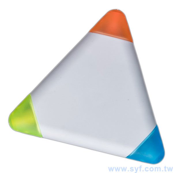 三角造型三色螢光筆廣告筆-開蓋式原子筆-可客製化加印LOGO-8090-1